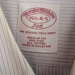 Brooks Brothers 346 Regular Fit Non-Iron Shirt - Pink & Blue Striped Size 15 1/2